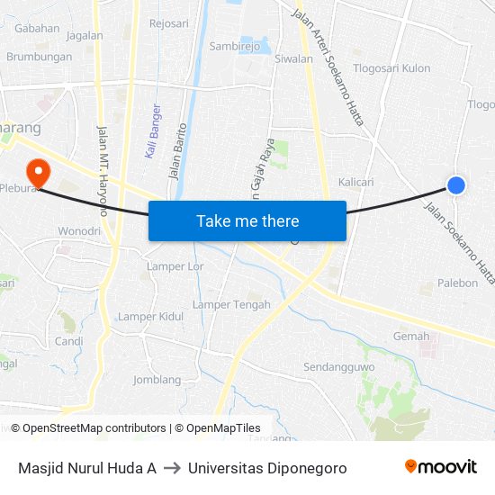 Masjid Nurul Huda A to Universitas Diponegoro map
