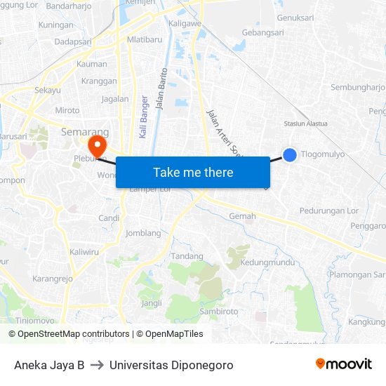 Aneka Jaya B to Universitas Diponegoro map