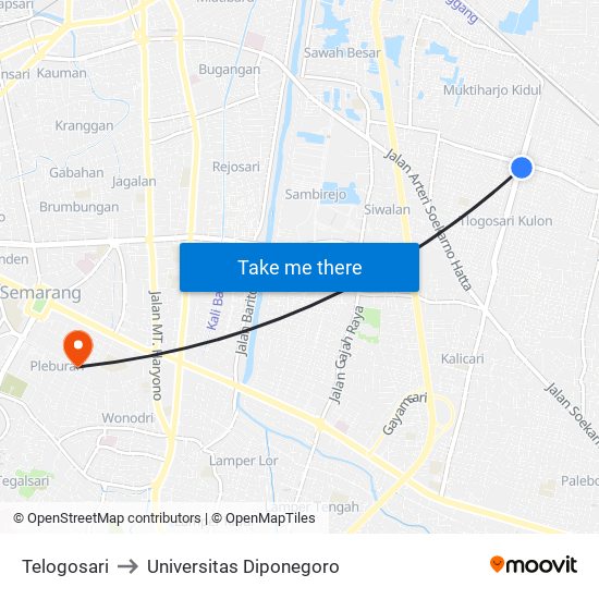 Telogosari to Universitas Diponegoro map