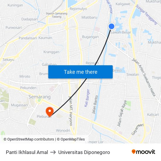 Panti Ikhlasul Amal to Universitas Diponegoro map