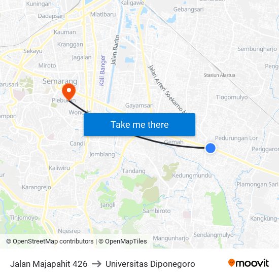Jalan Majapahit 426 to Universitas Diponegoro map