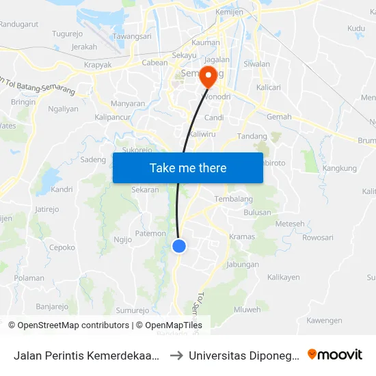 Jalan Perintis Kemerdekaan 20 to Universitas Diponegoro map
