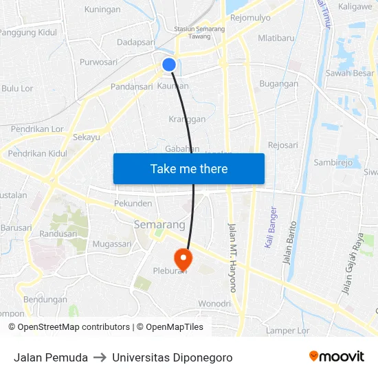 Jalan Pemuda to Universitas Diponegoro map