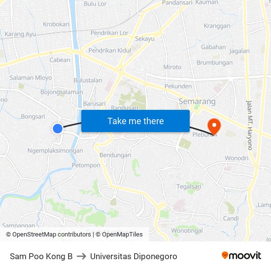 Sam Poo Kong B to Universitas Diponegoro map