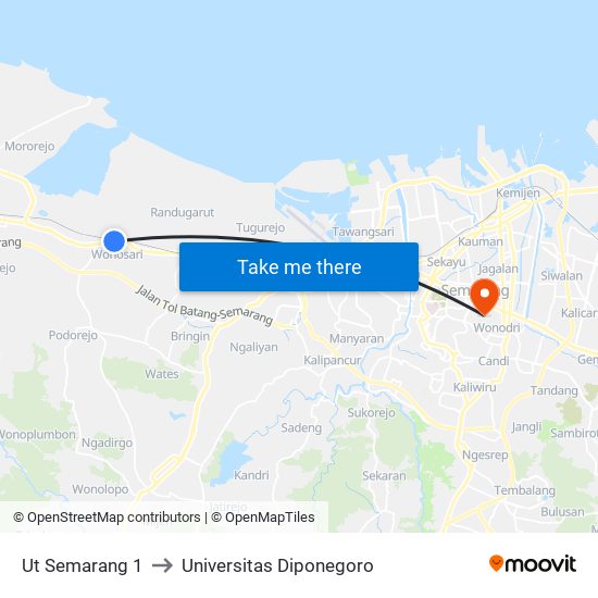 Ut Semarang 1 to Universitas Diponegoro map