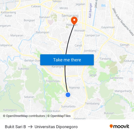 Bukit Sari B to Universitas Diponegoro map