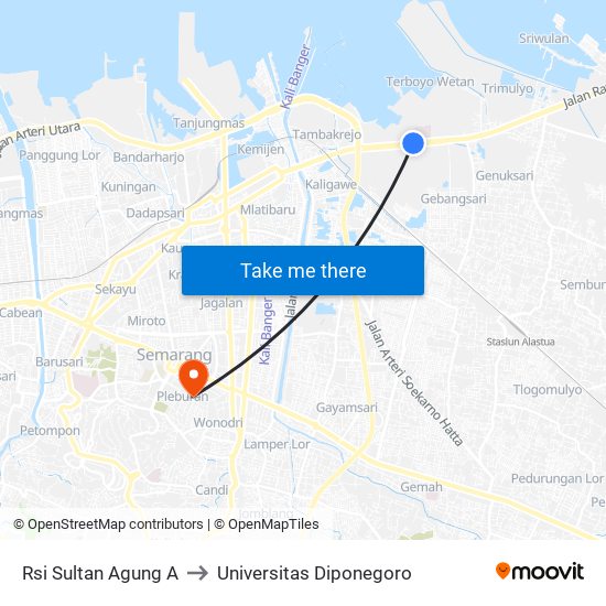 Rsi Sultan Agung A to Universitas Diponegoro map