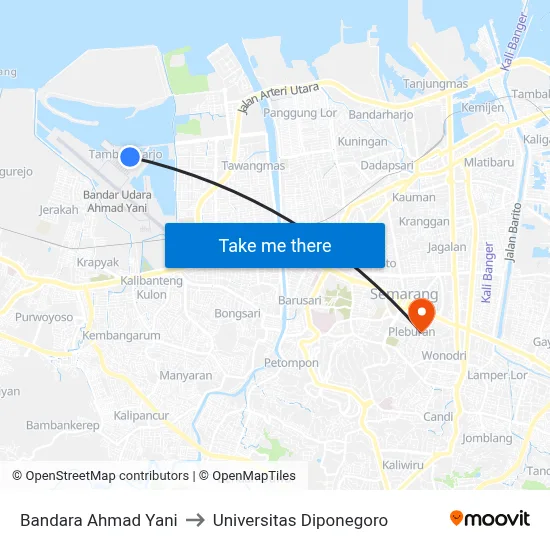 Bandara Ahmad Yani to Universitas Diponegoro map