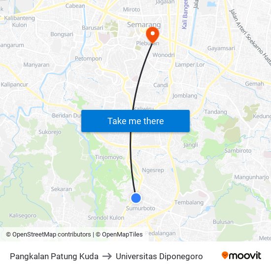 Pangkalan Patung Kuda to Universitas Diponegoro map