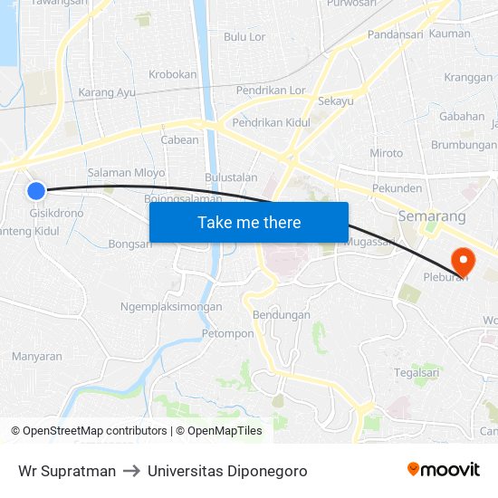 Wr Supratman to Universitas Diponegoro map