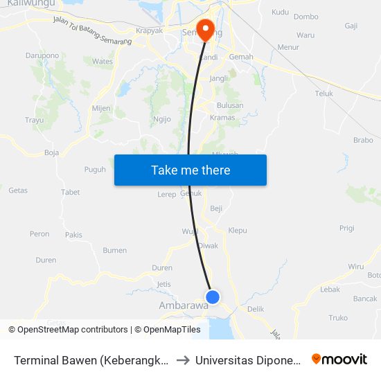 Terminal Bawen (Keberangkatan) to Universitas Diponegoro map