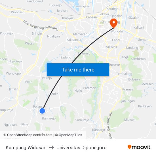 Kampung Widosari to Universitas Diponegoro map