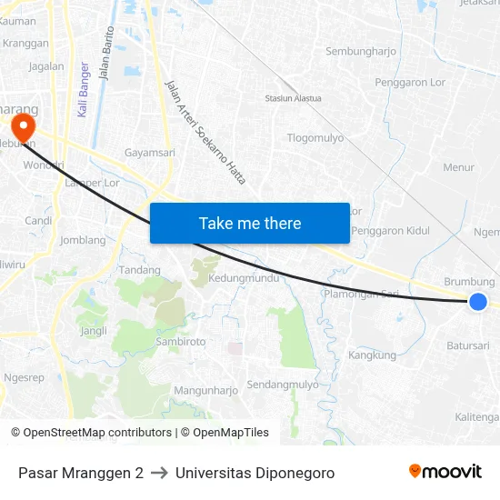 Pasar Mranggen 2 to Universitas Diponegoro map