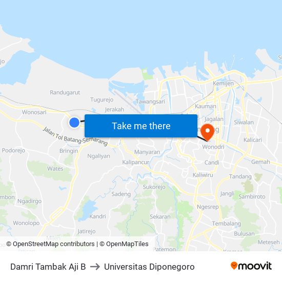 Damri Tambak Aji B to Universitas Diponegoro map