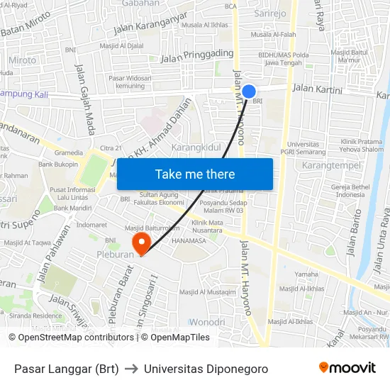 Pasar Langgar (Brt) to Universitas Diponegoro map