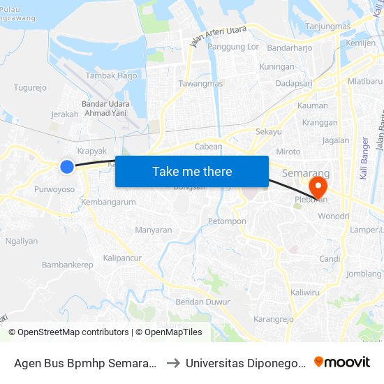 Agen Bus Bpmhp Semarang to Universitas Diponegoro map