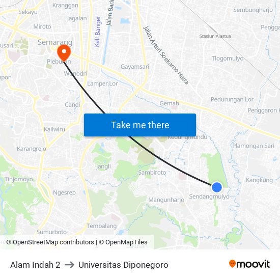 Alam Indah 2 to Universitas Diponegoro map