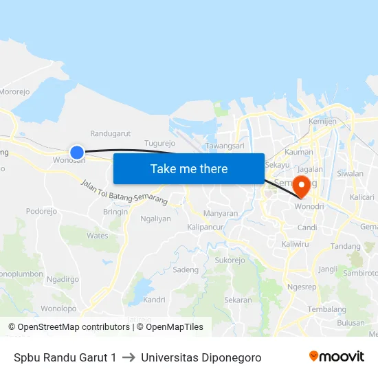 Spbu Randu Garut 1 to Universitas Diponegoro map