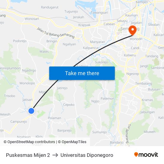 Puskesmas Mijen 2 to Universitas Diponegoro map