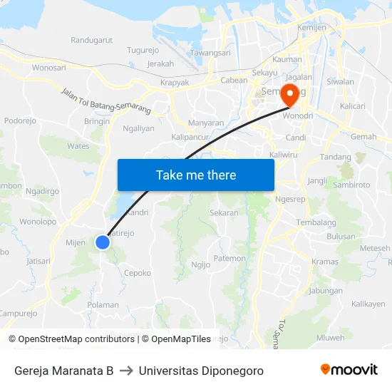 Gereja Maranata B to Universitas Diponegoro map