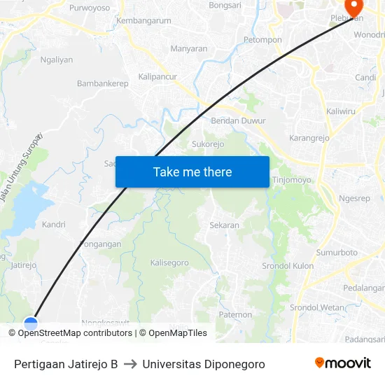 Pertigaan Jatirejo B to Universitas Diponegoro map