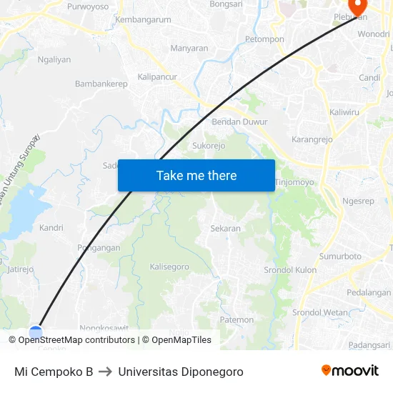 Mi Cempoko B to Universitas Diponegoro map