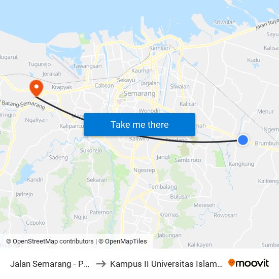 Jalan Semarang - Purwodadi 743 to Kampus II Universitas Islam Negeri Walisongo map