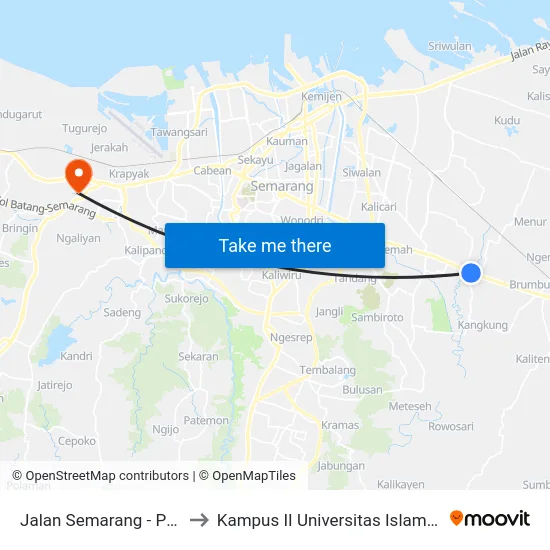 Jalan Semarang - Purwodadi 697 to Kampus II Universitas Islam Negeri Walisongo map