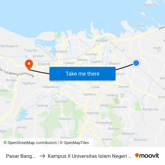 Pasar Bangetayu to Kampus II Universitas Islam Negeri Walisongo map
