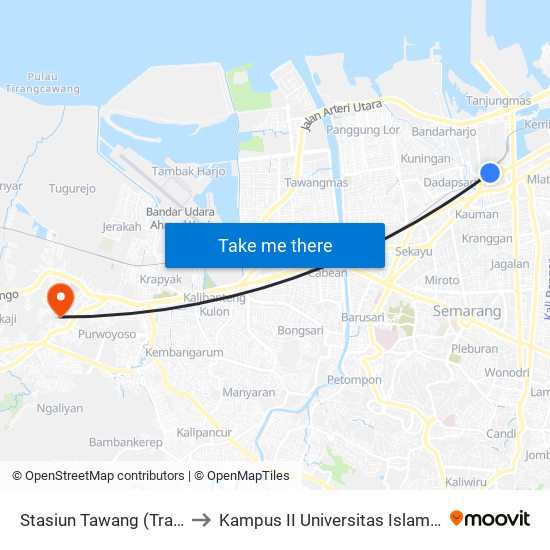 Stasiun Tawang (Trans Semarang) to Kampus II Universitas Islam Negeri Walisongo map