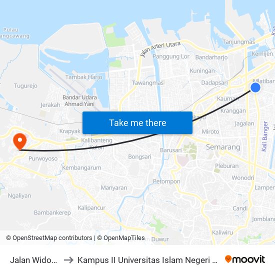 Jalan Widoharjo to Kampus II Universitas Islam Negeri Walisongo map