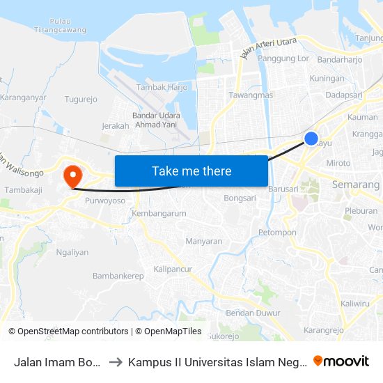 Jalan Imam Bonjol 188 to Kampus II Universitas Islam Negeri Walisongo map