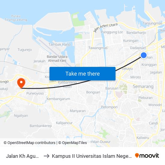 Jalan Kh Agus Salim to Kampus II Universitas Islam Negeri Walisongo map