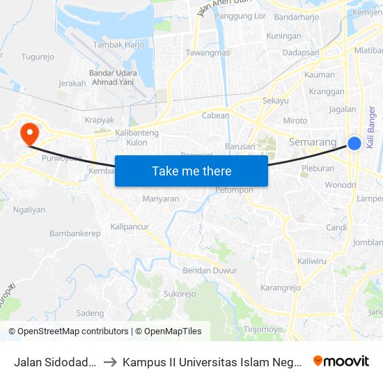 Jalan Sidodadi Timur to Kampus II Universitas Islam Negeri Walisongo map