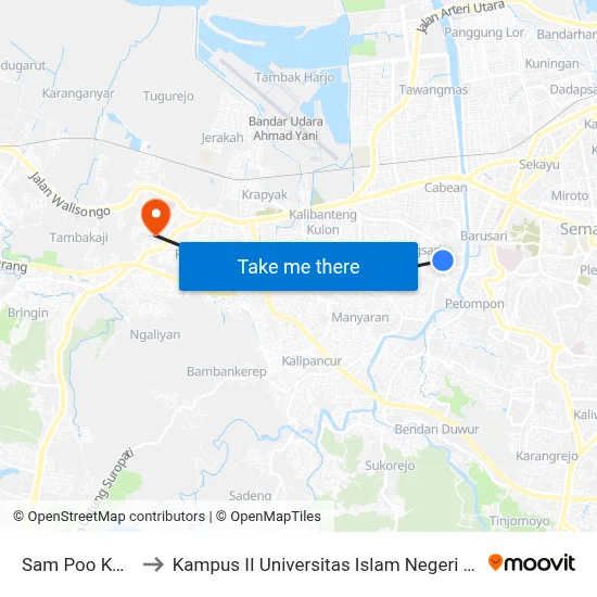 Sam Poo Kong A to Kampus II Universitas Islam Negeri Walisongo map