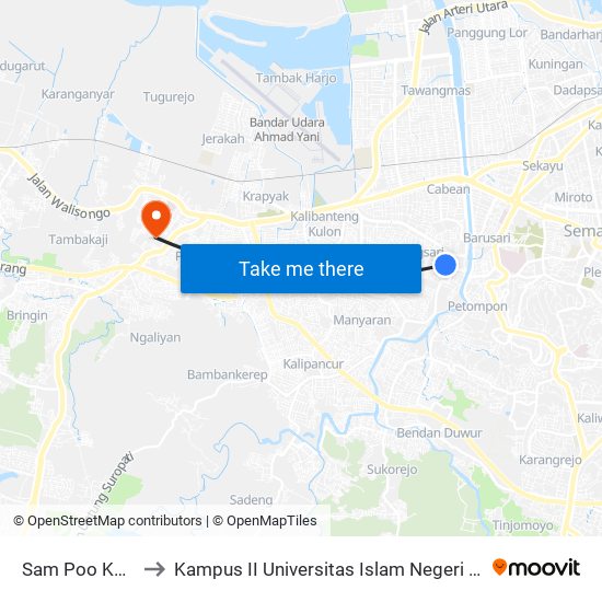 Sam Poo Kong B to Kampus II Universitas Islam Negeri Walisongo map