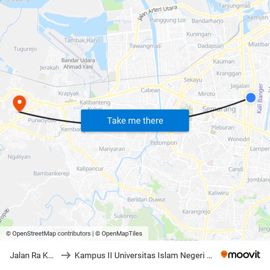 Jalan Ra Kartini to Kampus II Universitas Islam Negeri Walisongo map