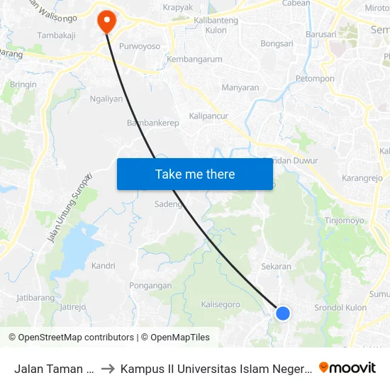 Jalan Taman Siswa to Kampus II Universitas Islam Negeri Walisongo map