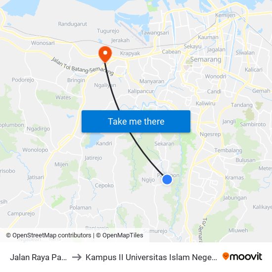 Jalan Raya Patemon to Kampus II Universitas Islam Negeri Walisongo map