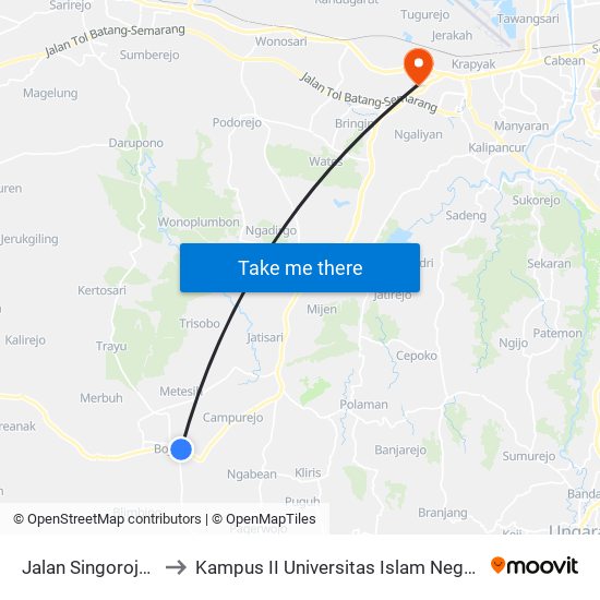 Jalan Singorojo - Boja to Kampus II Universitas Islam Negeri Walisongo map