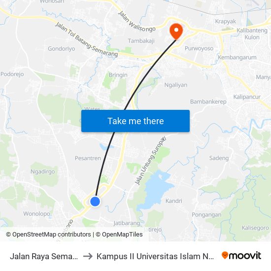 Jalan Raya Semarang-Boja to Kampus II Universitas Islam Negeri Walisongo map