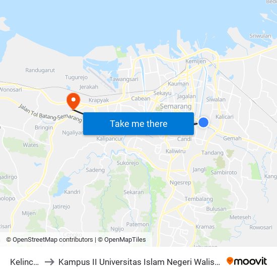 Kelinci B to Kampus II Universitas Islam Negeri Walisongo map