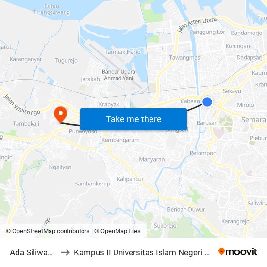 Ada Siliwangi B to Kampus II Universitas Islam Negeri Walisongo map