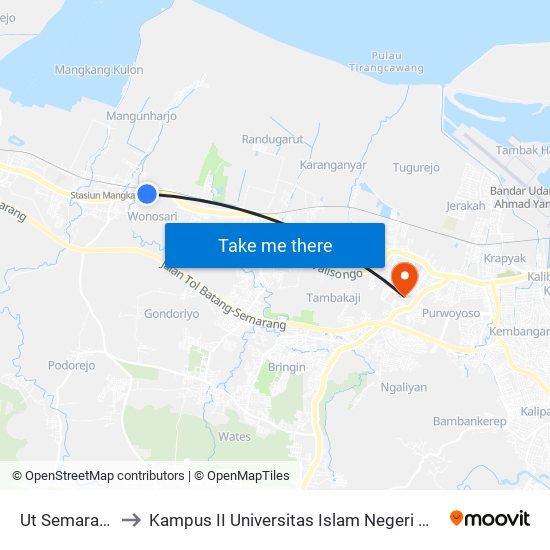 Ut Semarang 1 to Kampus II Universitas Islam Negeri Walisongo map