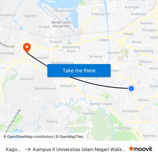 Kagok A to Kampus II Universitas Islam Negeri Walisongo map