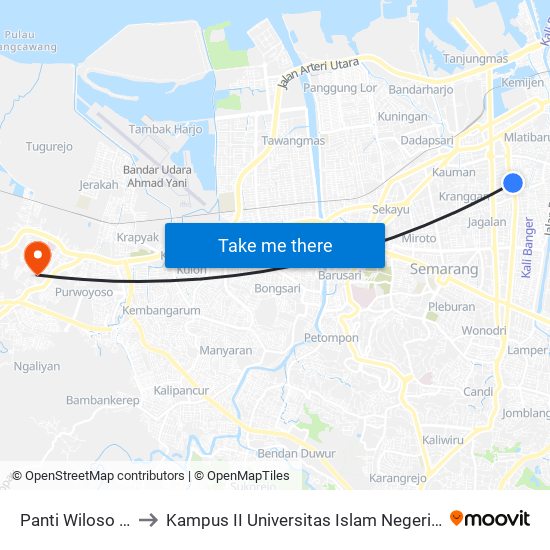 Panti Wiloso Cipto to Kampus II Universitas Islam Negeri Walisongo map