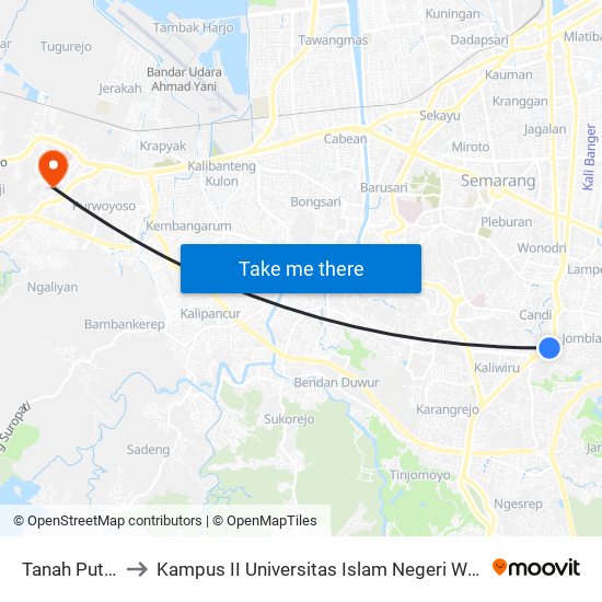 Tanah Putih A to Kampus II Universitas Islam Negeri Walisongo map