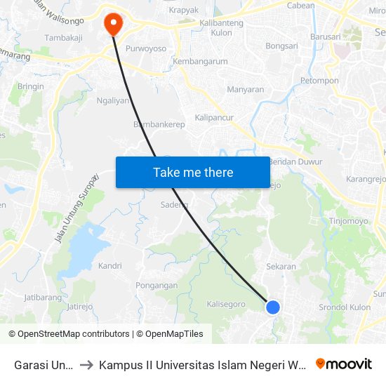 Garasi Unnes to Kampus II Universitas Islam Negeri Walisongo map