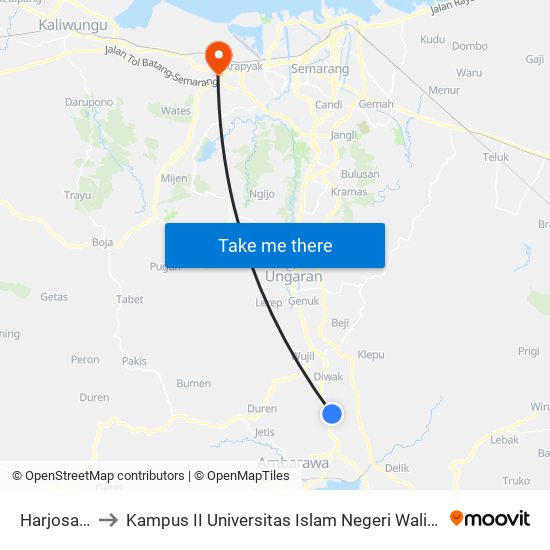 Harjosari I to Kampus II Universitas Islam Negeri Walisongo map