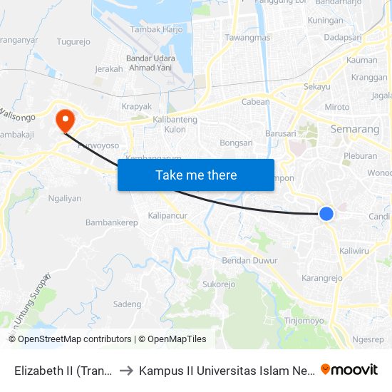 Elizabeth II (Trans Jateng) to Kampus II Universitas Islam Negeri Walisongo map